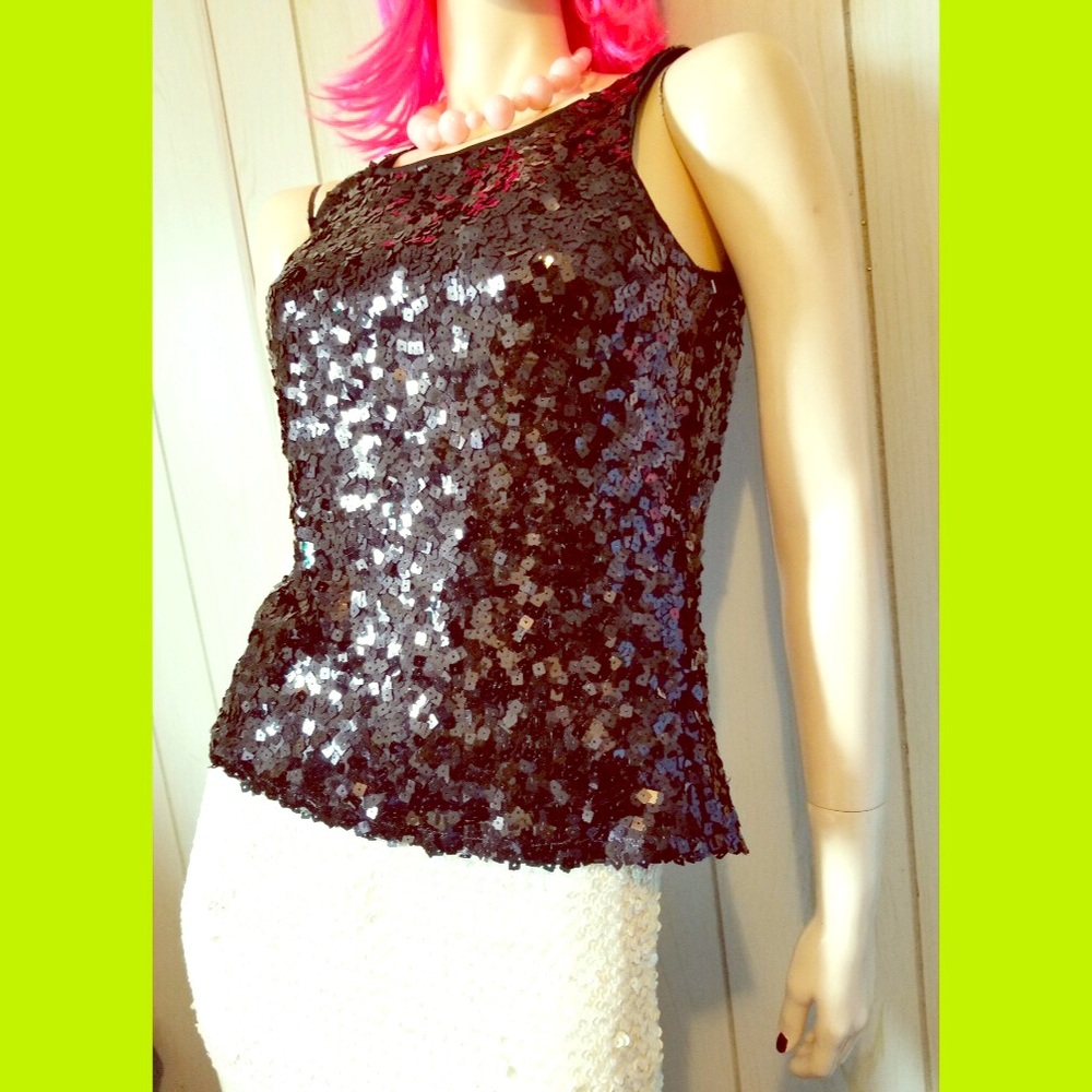 Forever 21 MOD Glam Black Sequins Sparkly Tank Top